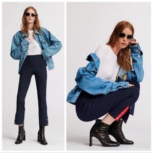 Rag & Bone Simone Stripe Ankle Snap Pants in Navy Size 8